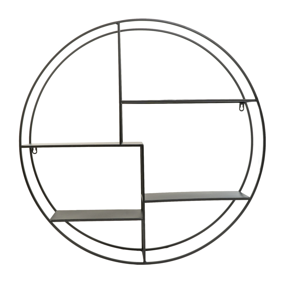 Sleek Black Round Wall-Mounted Shelf Unit