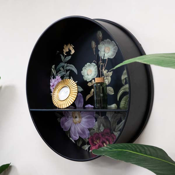 Medium Metal Wall Unit with Shelf Black