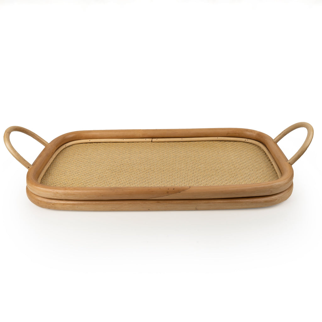 Small Rattan Tray with Handles