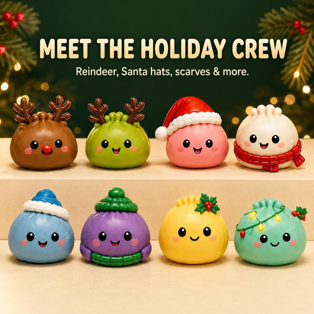 2026 Christmas Dumpling Squishies Advent Calendar | 24-Day Countdown Gifts for Adults | Festive Table Decorations
