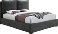 Misha Pepper Black Polyester Fabric Queen Bed (3 Boxes)