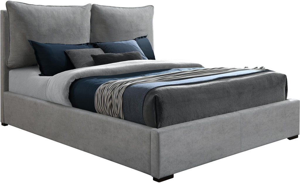 Misha Light Grey Polyester Fabric King Bed (3 Boxes)