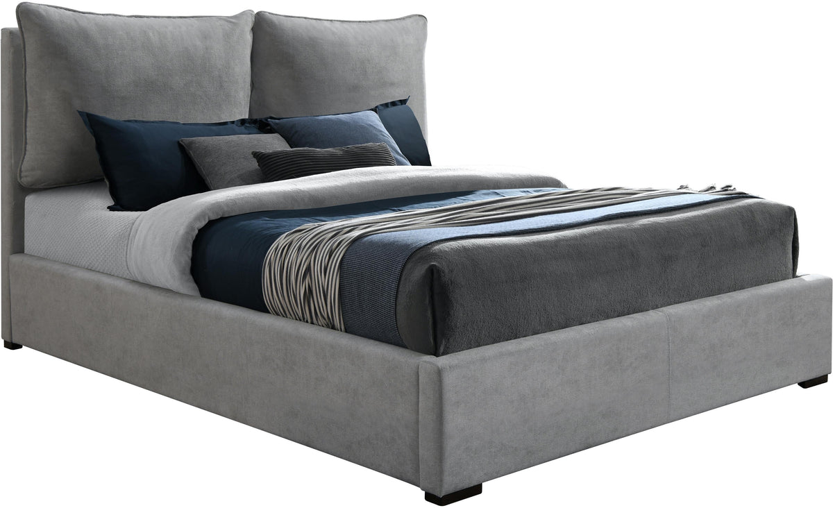 Misha Light Grey Polyester Fabric King Bed (3 Boxes)