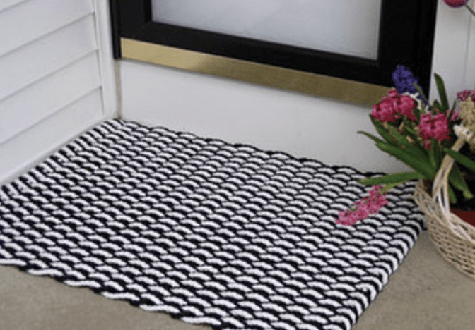 Rope Doormat - Dark Navy & White Wave