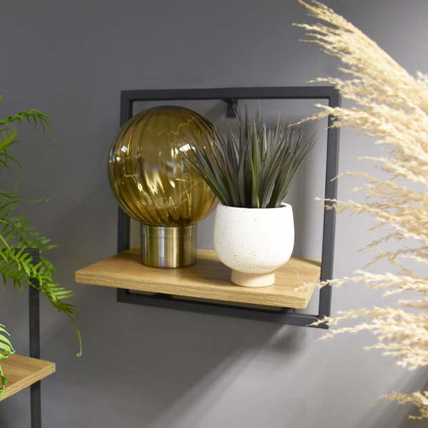 Golden Glow Oak Wall-Mounted Shelf (35x35cm)